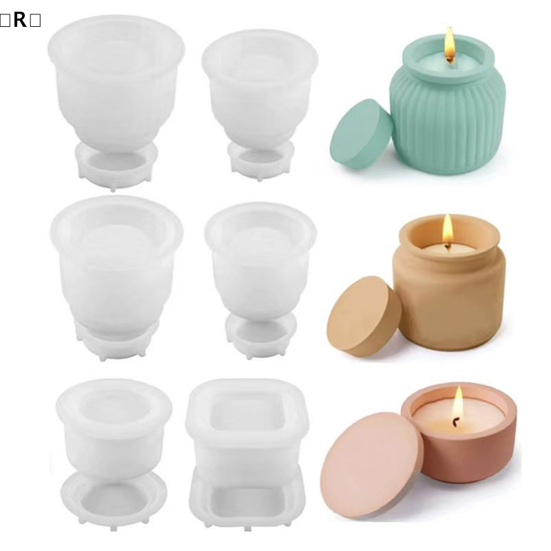 Candle Making Jars With Lids - مجموعة واحدة من قالب السيليكون لبرطمان