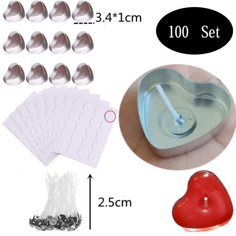 100 مجموعة على شكل قلب فارغة ا - مراجعة Candle Making Supplies Wholesale وسعره