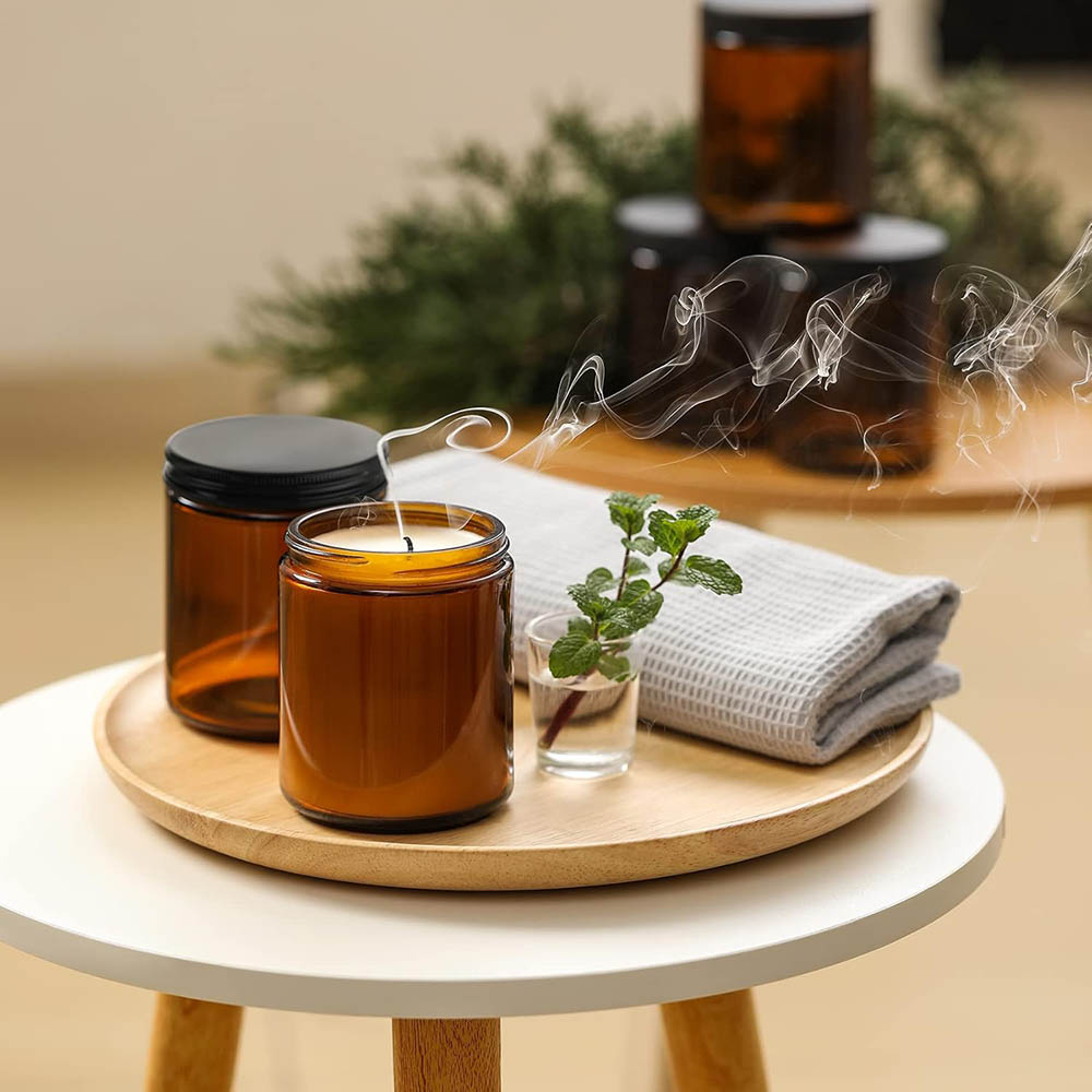 أوعية زجاجية كهرمانية اللون سع - مراجعة Candle Making Jars With Lids وسعره