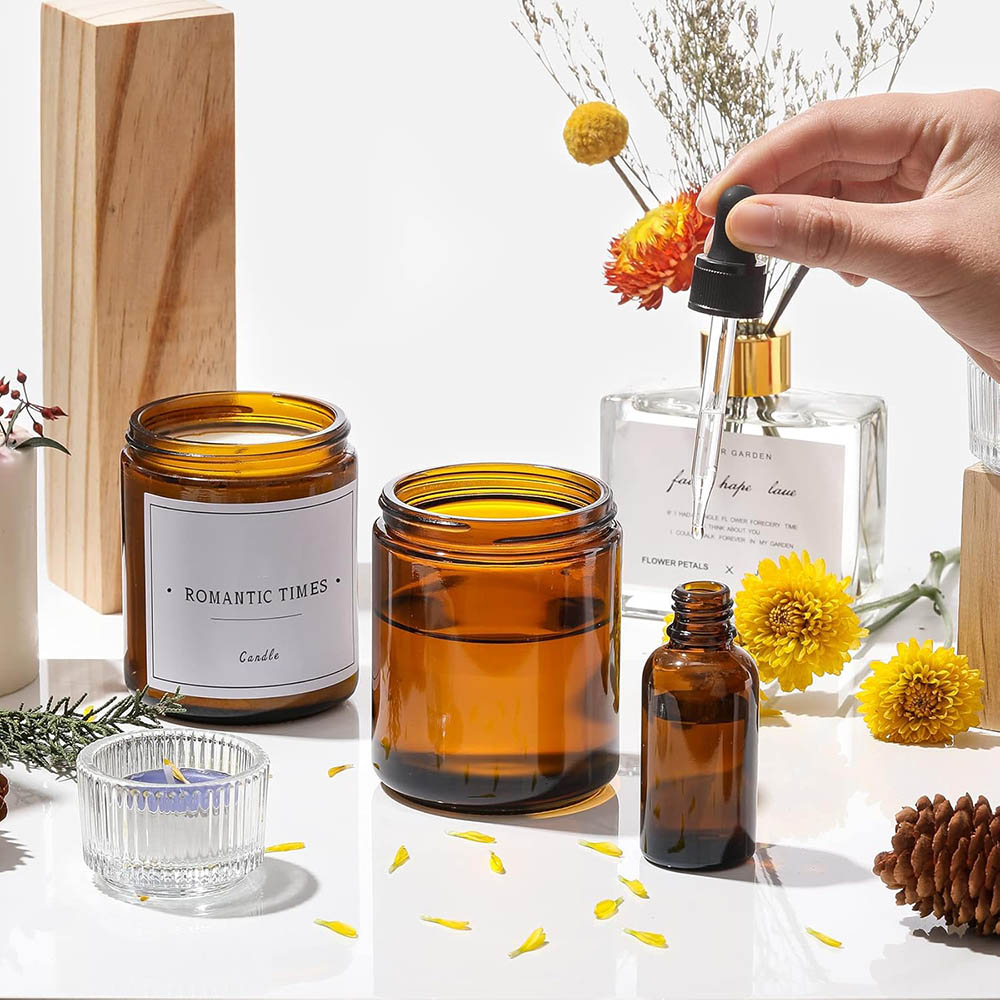 أوعية زجاجية كهرمانية اللون سع - مراجعة Candle Making Jars With Lids وسعره